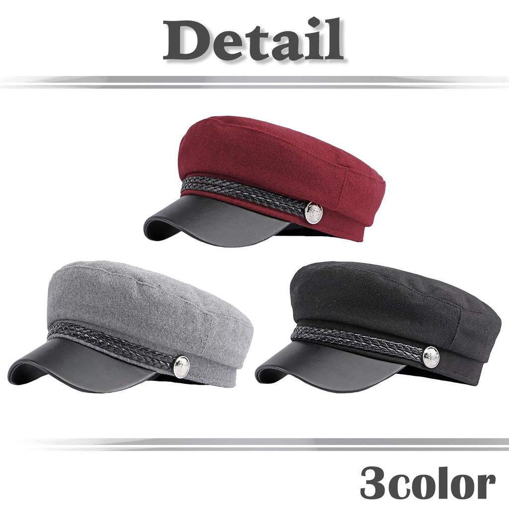 Морская кепка Шерстяная кепка газетчика Козырек из ПУ кожи Выходная Женская Мужская CZ154 [Белый Клык] (Светло-серый)