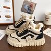 Snow Boots Women's Winter 2024 New Thick-soled Heightening Round Head Lace-up Short Cotton Shoes Velvet Versatile Casual Shoes
