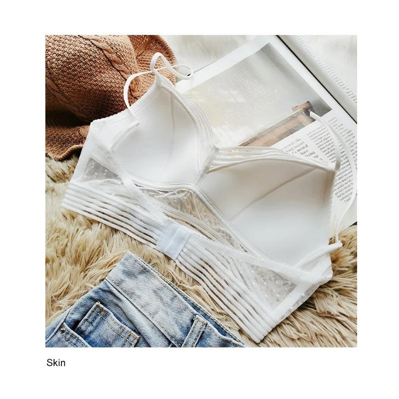 Плюс размер новый стиль в горошек тонкий бюстгальтер с сеткой треугольный женский мягкий бесшовный бюстгальтер с открытой спиной красивая спина сексуальный бюстгальтер-бюстгальтер Encaje Mujer