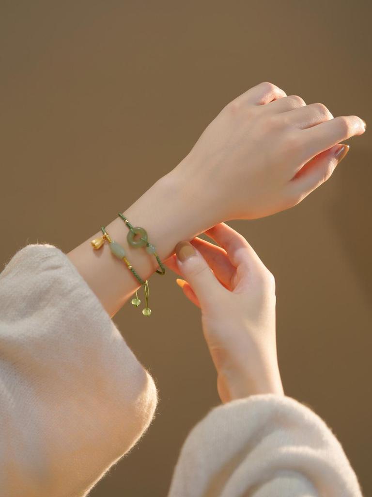 Браслет Dianrun из нефрита Хэтянь с подвеской «Пряжка мира», ретро, женский, подарок в национальном стиле