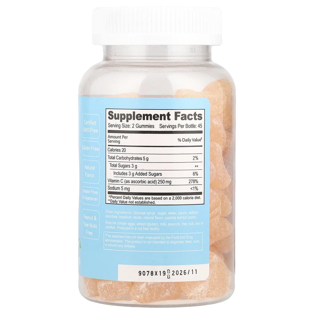 Doctor'S Finest, Vitamin C Gummy, Orange Flavor, 90 Gummies (125Mg per Gummi)