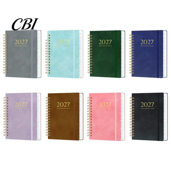 Portable Agenda with Elastic Strap 2027 A5 Spiral Planner Notebook, 365 Day Weekly Schedule Calendar View Planning Notepad Band, 140 Page Thick Paper
