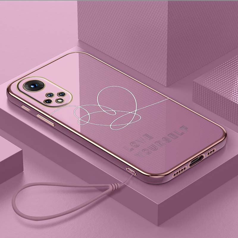 Роскошный чехол для телефона из ТПУ с ремешком для Huawei Y6P Y7 Y9 Prime 2019 Y9S Honor 70 90 Lite X7A X9A 5G, чехлы A11 Love Yourself с цветочным принтом