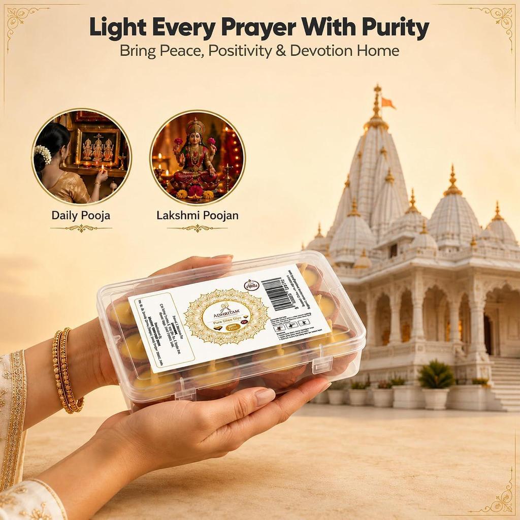 Wax Free Handmade Pure Ghee Diya | Pure Desi Ghee Diya for Home Temple, Office & Shop