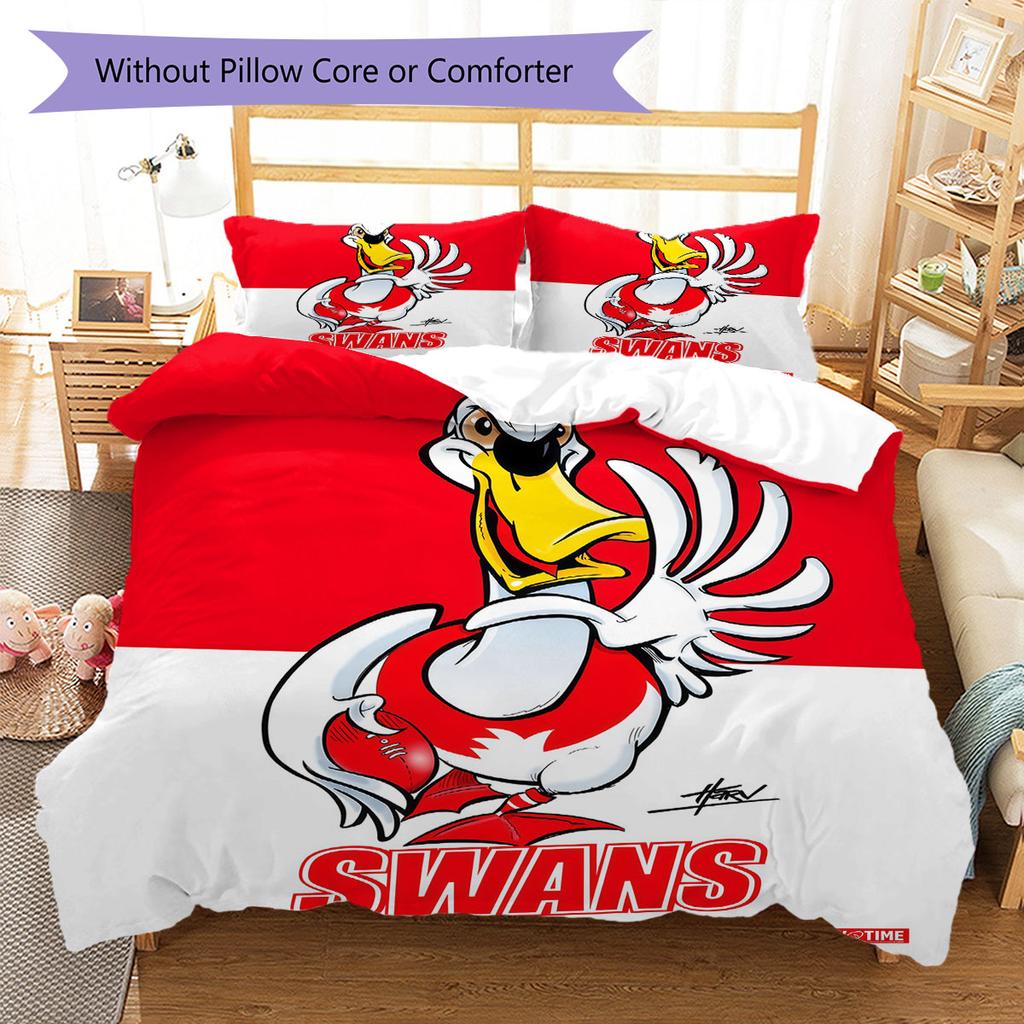 Sydney Swans Charge Bedding Quilt Set Quilt Cover Pillowcase Home Decoration Birthday Gift (1 * duvet cover + 2 * pillowcase, without core)