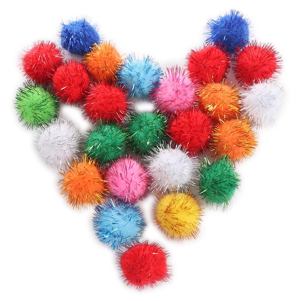 50pcs pet Toys Interactive Cat Sparkle Balls Toy Indoor Cute Glitter Balls Playing Exercise Pom Pom Balls Puppy