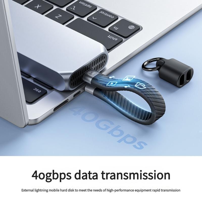 Портативный USB-C брелок-зарядный кабель 10 Гбит/с передача данных Дисплей 8K/4K Универсальная совместимость для ноутбуков телефонов