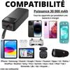 Внешний аккумулятор 30000 мАч USB USB-C micro-USB Быстрая зарядка светодиодный экран Phonillico®