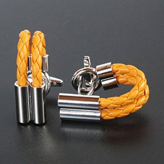 Kamakura Cufflinks Workshop Плетеные запонки из верблюжьей кожи bc022-a-7