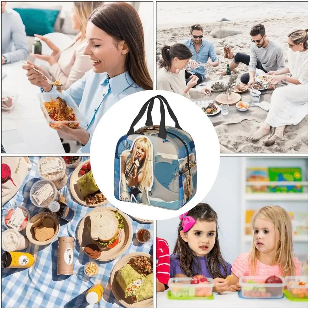 Hannah Montana Collage Insulated Lunch Bag for Women Children Portable Food Boxes Thermal Lunch Box Tote
