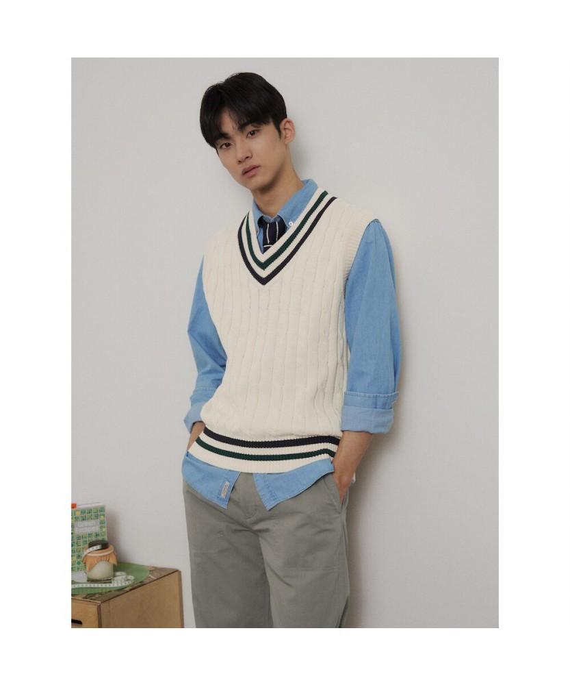 Beanpole Мужской Вязаный жилет в стиле Тилдена Цвет: Слоновая кость