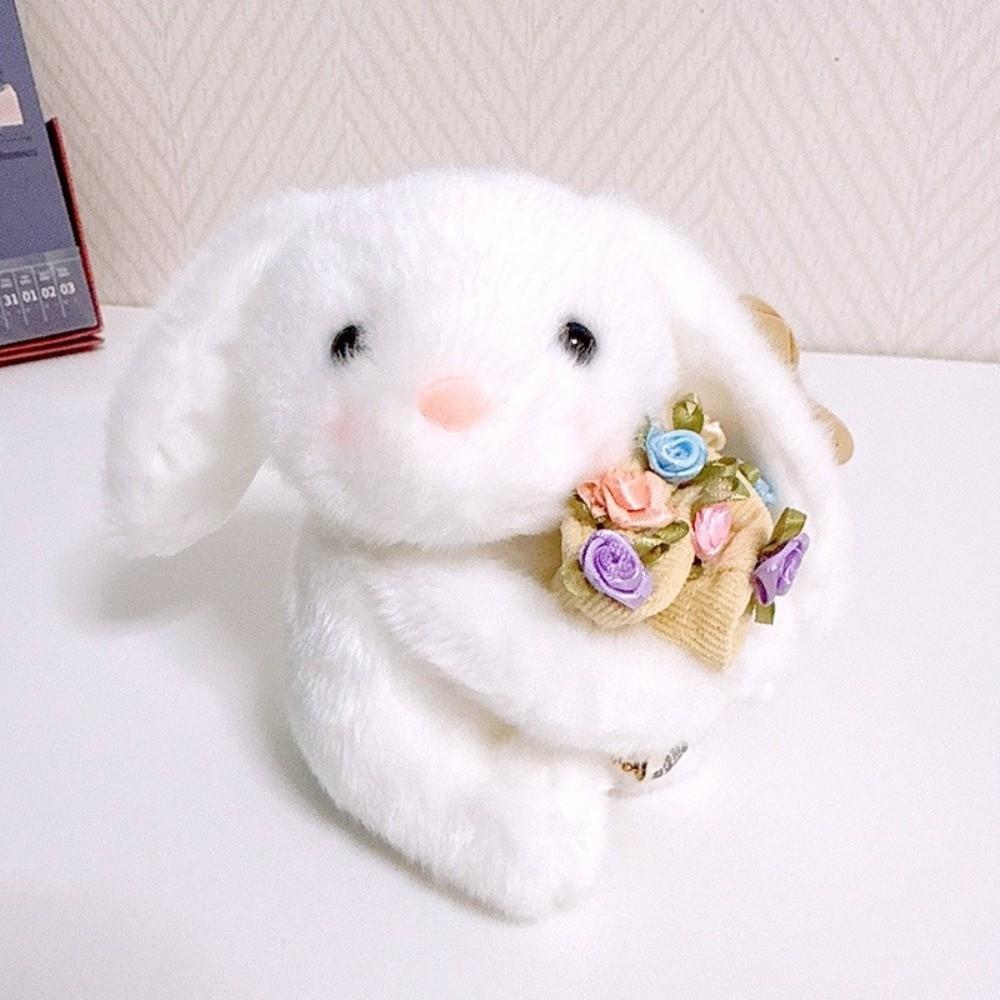 with Floral Blanket Bear Wear Rose Doll 15cm Bouquet Rabbit Doll Rose Bear Plush Toy  Anniversary