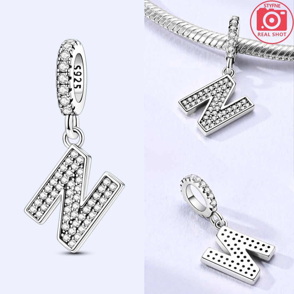 Classical 26 English Letters Original Charms White Zircon Beads Fit Copper Bracelet Accessories Women Diy Fine Gift Jewelry
