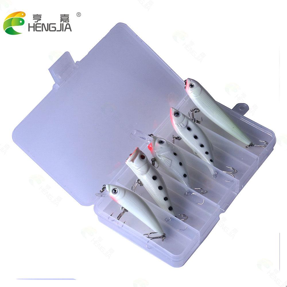 5PCS Luminous Night Fishing Bait Glow Suspending Minnow Crankbaits VIB Pencil Wobblers Hard Baits Sinking Lures Pesca
