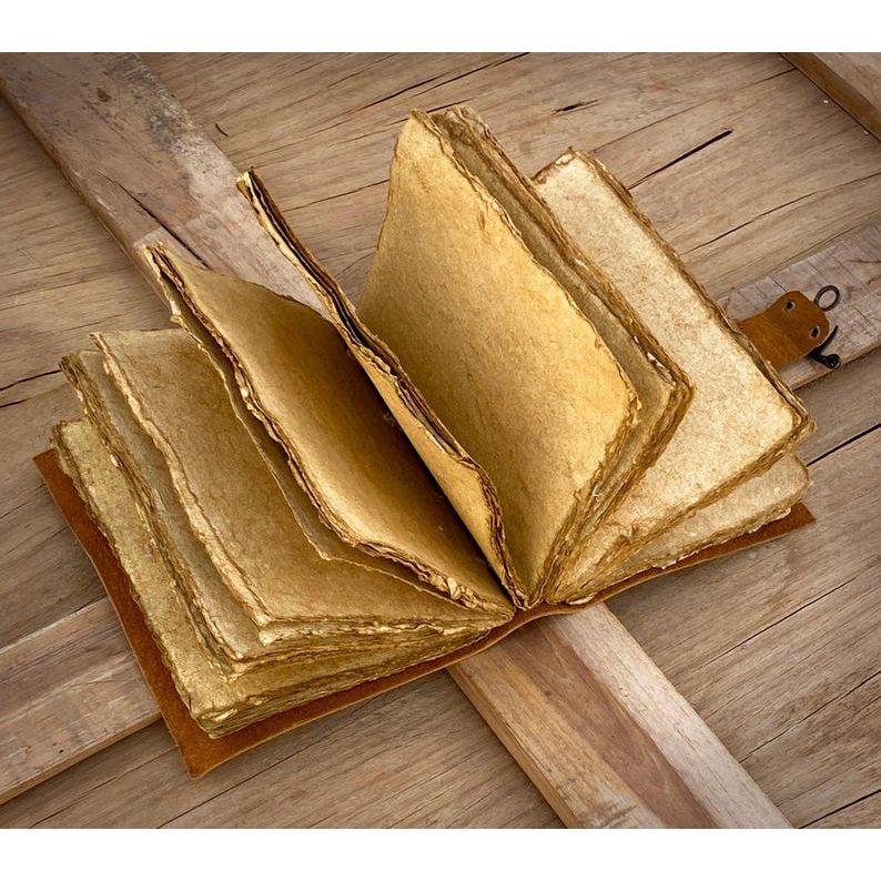 Винтажный кожаный журнал ручной работы - Пустая Книга Теней для заклинаний, Журнал Гримуар, Дорожный блокнот для записей, Бумага с рваными краями, Застежка-замок