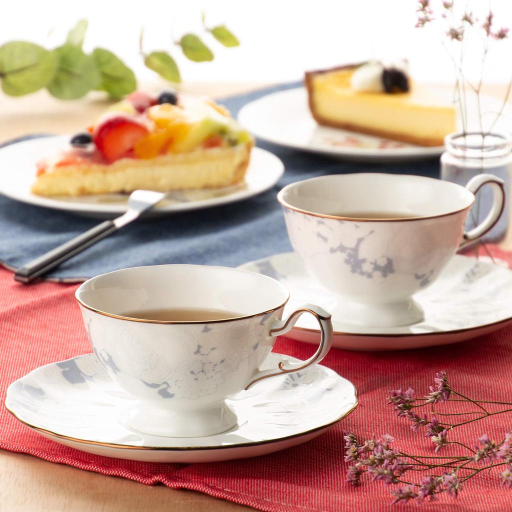 NARUMI чашка и блюдце Rose Blanche набор для свадебного подарка с цветочным рисунком, 210 куб. см, синий, 2, узор, стильный, милый, элегантный, подарок, подарок, чай, кофе,