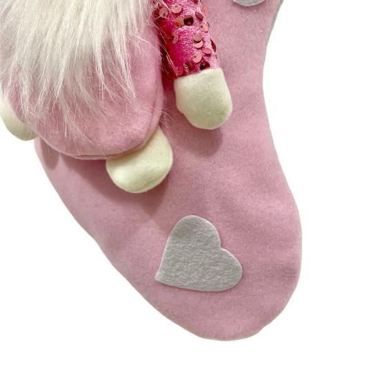 Christmas Stocking Sequins Satan Claus Heart Decor Hanging Stocking with Lanyard Xmas Party Decorative Bag