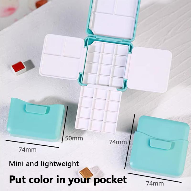 Portable Travel Watercolor Plastic Painting Box with Palette Half Pan Mini Paint Storage Case for Artist Gouache Oil Painting