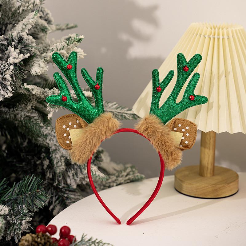 Adorable Christmas Reindeer Antler Headband In Red Green And Gold Color