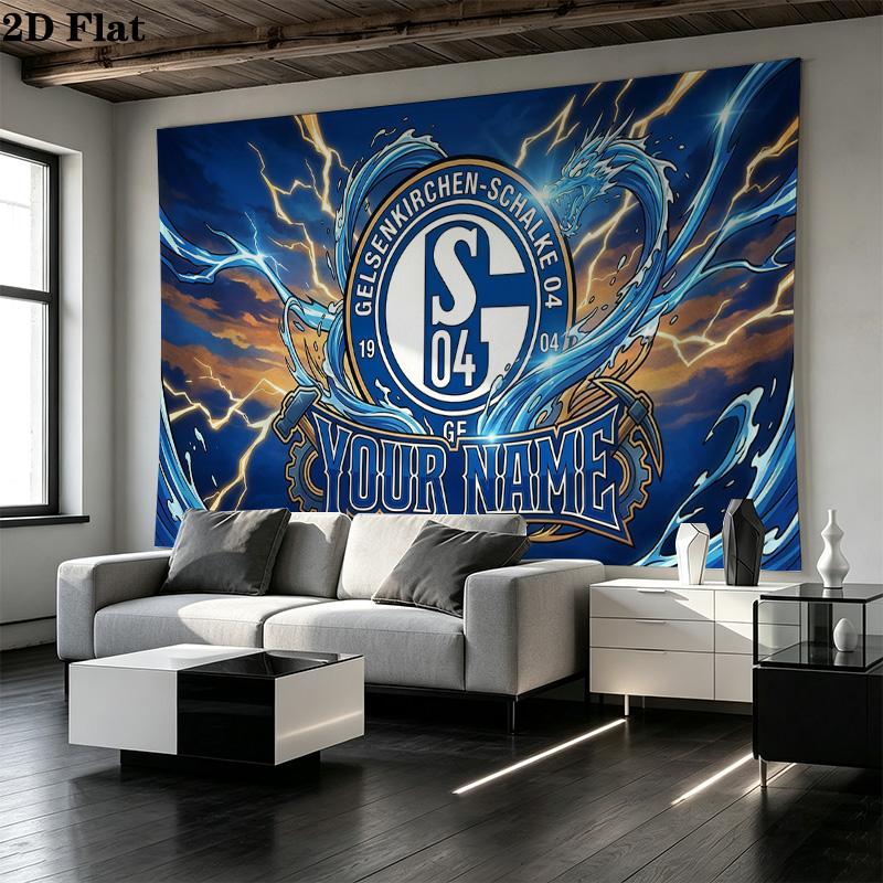 Custom Name FC Schalke 04 Printed Tapestry – Wall Hanging for Bedrooms, Dorms, and Home Decor