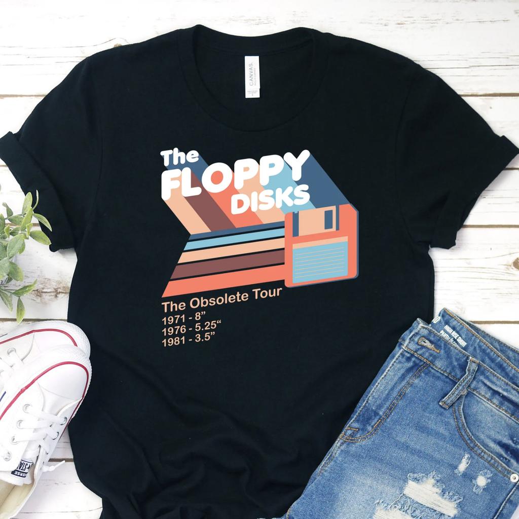 Cloud Floppy Disk Funny T-Shirt Hi Grandpa Floppy Disk 90s Computer Geeky Humor Aesthetic Retro Technology T IT Technician Shirt