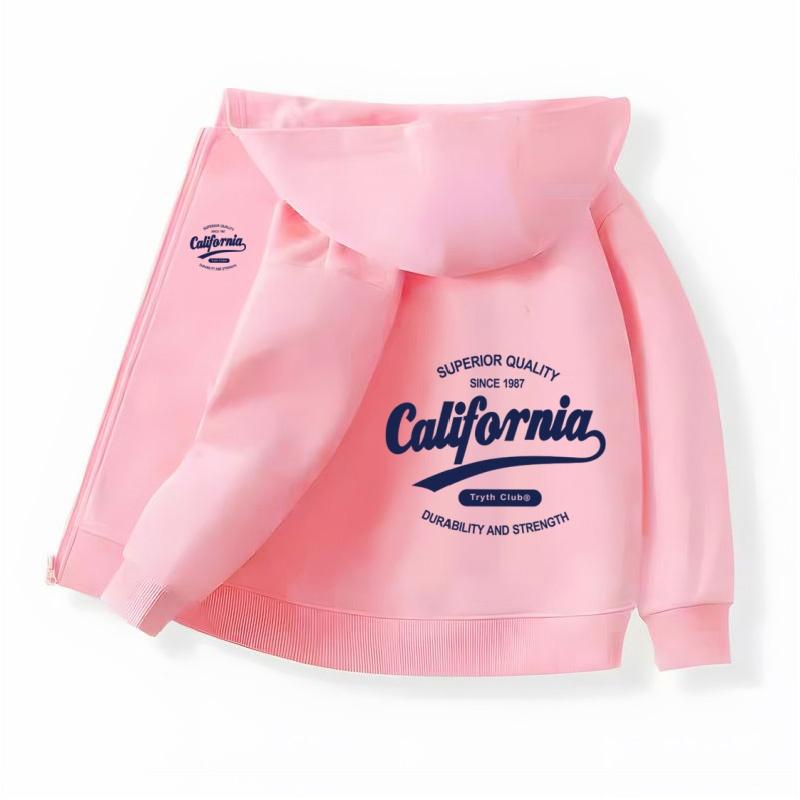 Boys Spring Autumn Hoodie with Zipper California Fashion Jacket Children Long Sleeve Sweatshirt Polyester Coats 5-13T