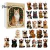 Cute Cat Decorations 24 Day Advent Calendar with Acrylic Christmas Ornaments, 2D Flat Holiday Home Decoration Hanging Decorations, Xmas Tree