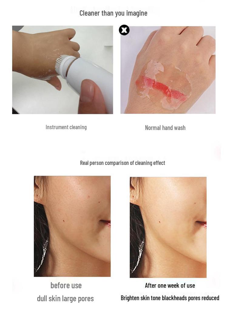 Электрическая водонепроницаемая щетка для очищения лица 4-в-1 для удаления черных точек и макияжа