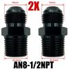 2 шт. Прямые фитинги с наружной резьбой AN4 AN6 AN8 AN10 AN12 на 1/4NPT 1/8NPT 3/8NPT 3/4 NPT, адаптеры для шлангов топливного маслоохладителя