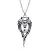 2023 Gothic Wolf Pendant Cross Necklace with Red Zircon Diamond