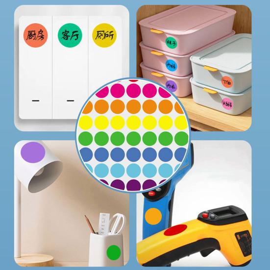 Цветные точечные наклейки, самоклеящиеся, сильная липкость, водонепроницаемые, широко используемые круглые наклейки «сделай сам», этикетки