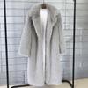 Autumn and Winter Women's Long Toka Imitation Fur Suit Collar Coat Coat, Artificial Fur Imitation Fur Coat