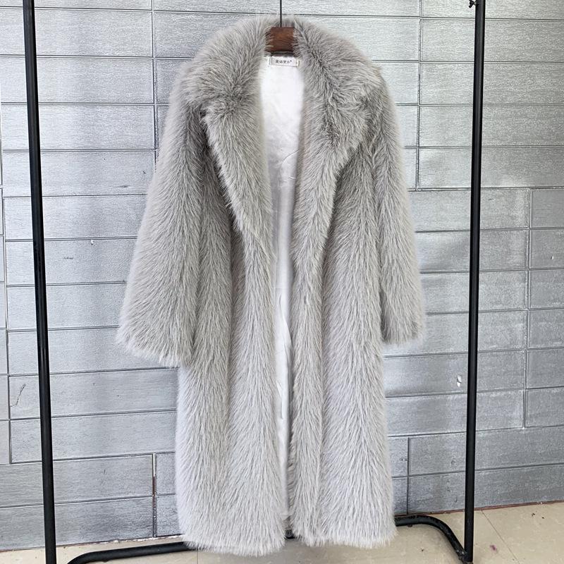 Autumn and Winter Women's Long Toka Imitation Fur Suit Collar Coat Coat, Artificial Fur Imitation Fur Coat