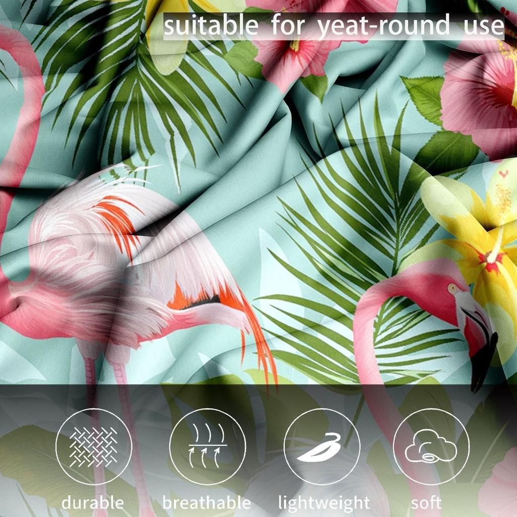 Простыни на резинке с цветочным фламинго, микрофибра с глубоким карманом 30 см, постельное белье мягкое дышащее устойчивое к выцветанию для детей и подростков