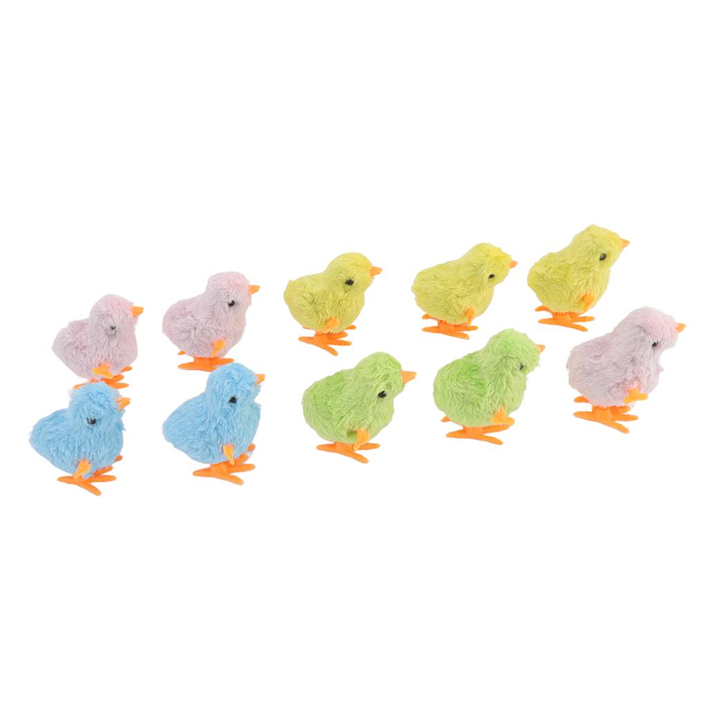 10pcs Clockwork Chick Toy Cute Fun Colorful Stuffed Chick Hopping Wind Up Toy for Cats Kittens Toddlers