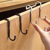 Stainless Steel Hook Free Punching Double S-Shape Hook Kitchen Bathroom Cabinet Door Back Type Coat Towel Storage Hanger