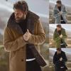 Men's Winter Sheepskin Jacket Warm Wool Lined Mountain Faux Lamb Jackets Coat