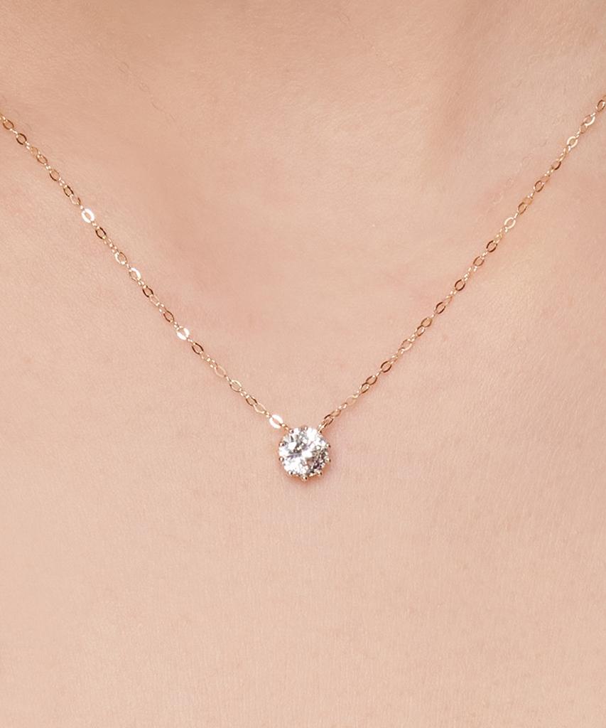 Loveenb [14K Gold] Simple Cubic Point Necklace