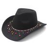 Woolen Western Cowboy Hat Men And Women Couple Ethnic Wind Roll Along Top Hat Sun Hat Jazz Hat