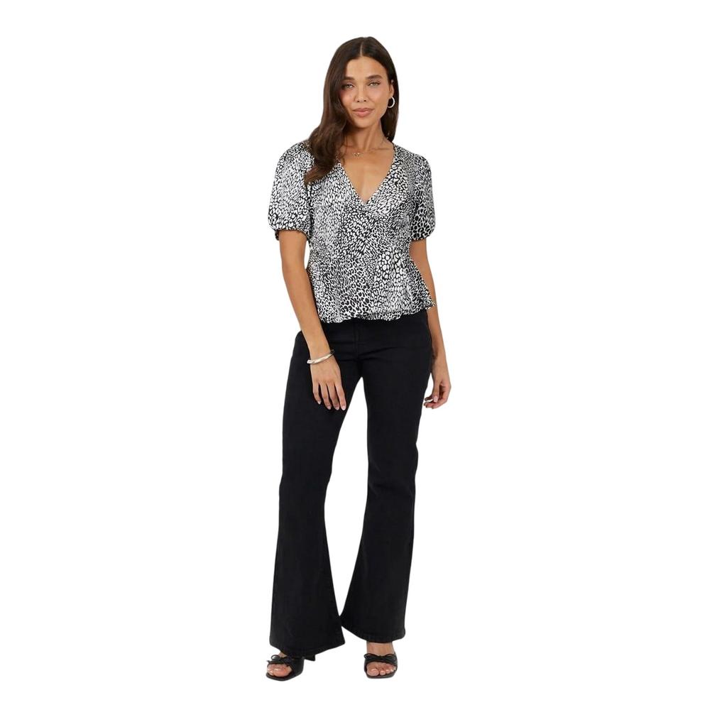 Brave Soul Womens/Ladies V Neck Puff Sleeve Wrap Top