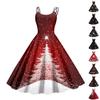 Women's Christmas Snowflake Print Sexy Slim Off Shoulder Punk Retro Dress