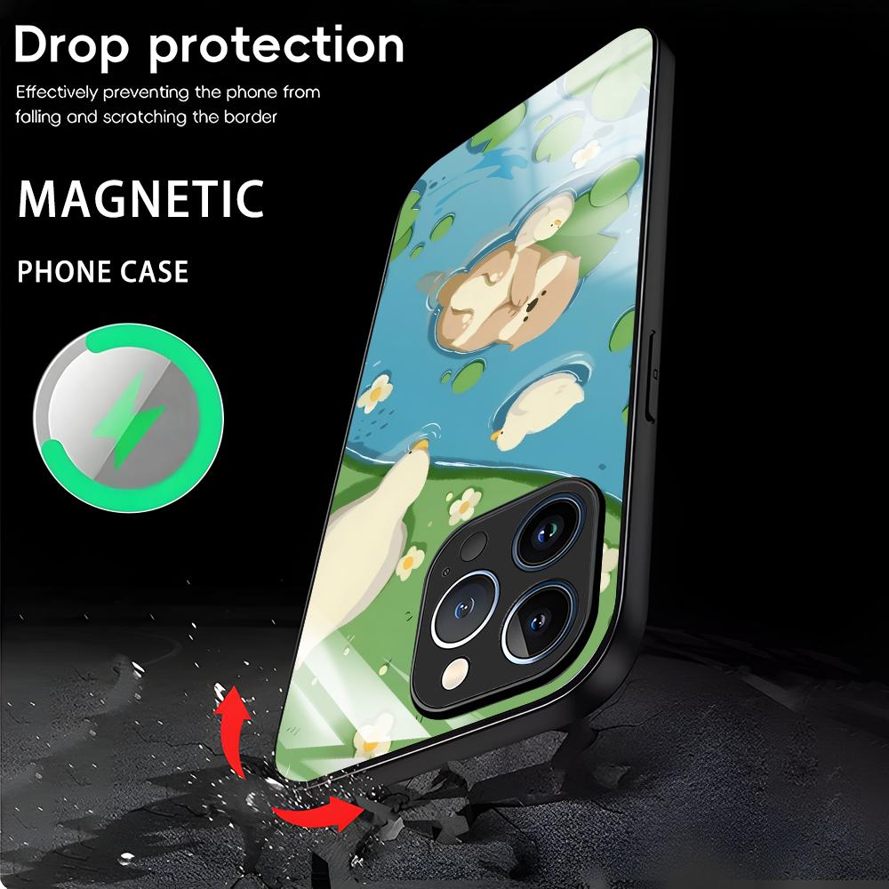 cute Otter Phone Case For iPhone17 16 15 14 13 12 11 X XR XS 8 Plus Mini Pro Max Glass Magnetic Case