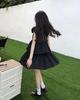 Black Mini Dresses Women Ruffles Sweet Girls Summer Sleeve Princess Style All-match Korean Preppy Students Dress