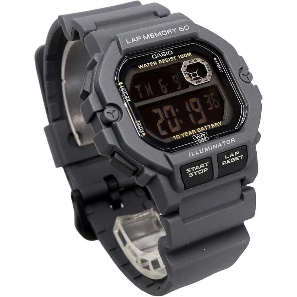 Casio Sports Gear Digital Men's Watch 60 Lap Memory Function Gray Black Reverse LCD