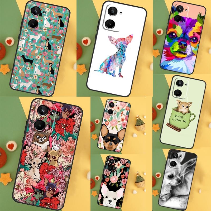 Чихуахуа Лицо Цветочный Собака Для Realme C35 C53 C55 C67 GT Neo 6 GT5 9 10 11 12 Pro Plus C25S C21Y C30 C31 C33 C51 Чехол