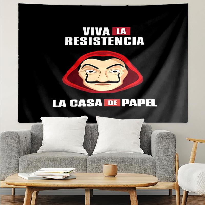La Casa De Papel Print Tapestry, Backdrop, Easy Setup, Ideal for Bedroom, Office & Living Room, with Aesthetic Wall Hanging Decor.