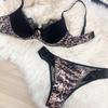 Sexy bra set with thin cotton padding, leopard-print lace bra, makes large busts appear smaller, push-up and anti-sagging, pure sensuality lingerie