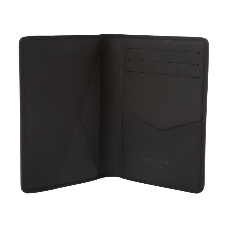 Louis Vuitton Graffiti Pattern Checkered Double Fold Design Coated Canvas Wallet Unisex Wallet Black M63508