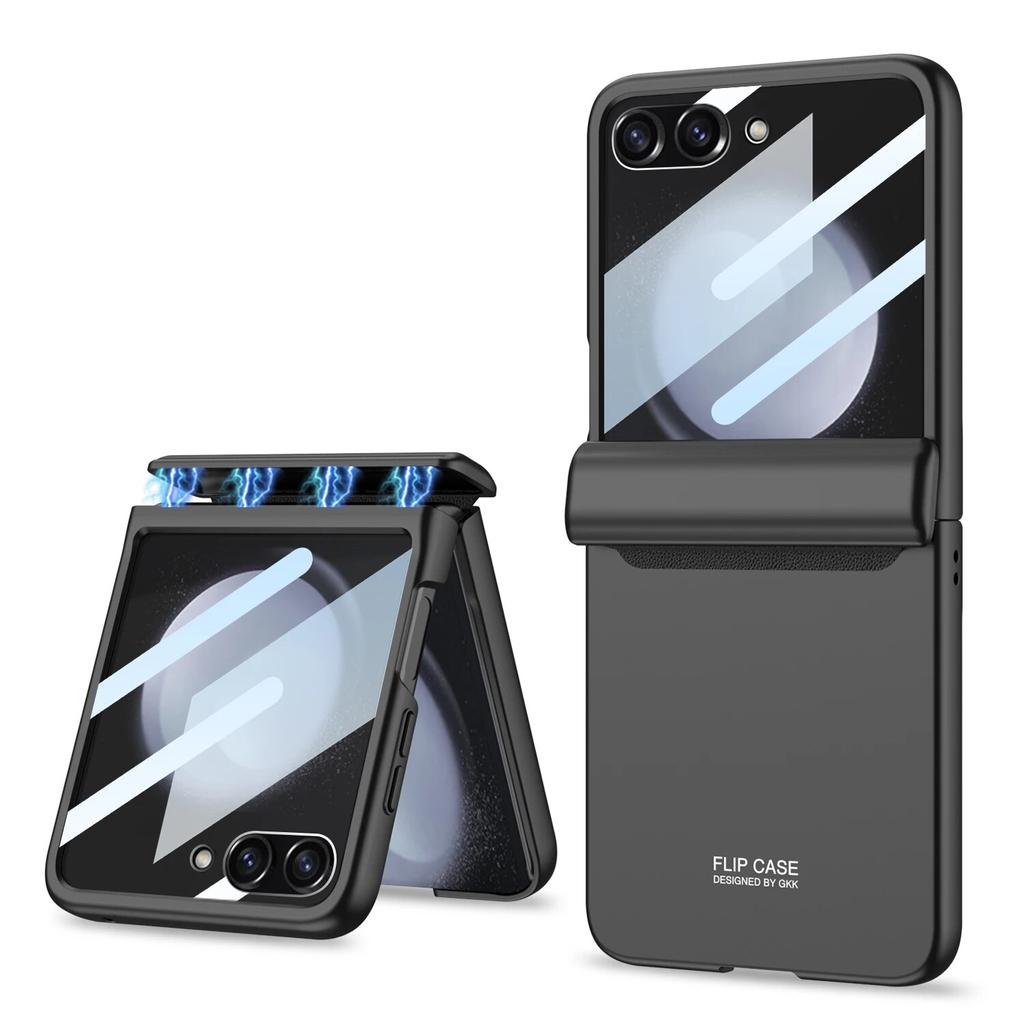 Гальванический чехол для телефона с большим окном для Samsung Galaxy Z Flip 5 5G, защита от падения, противоударный защитный чехол