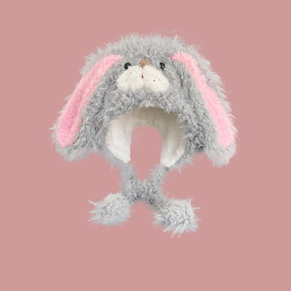 Мягкая теплая шапка с ушками кролика Зимняя шапка для защиты ушей Милая шапка с ушками кролика в стиле Y2k Женская